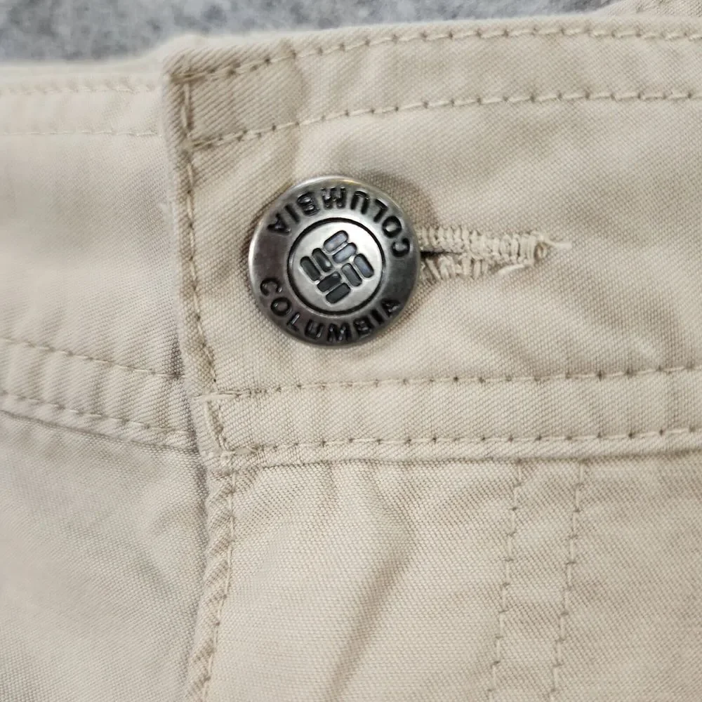 Columbia Shorts Men 42 Beige Cargo Zip Pocket Cotton Nylon Hiking Fishing Casual